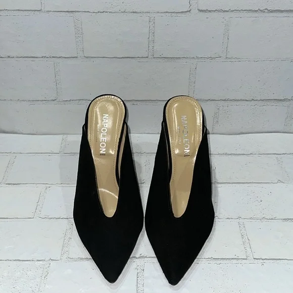 Napoleoni Made in Italy Black Suede Leather Mules - Picture 2 of 9